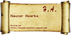 Hauzer Avarka névjegykártya